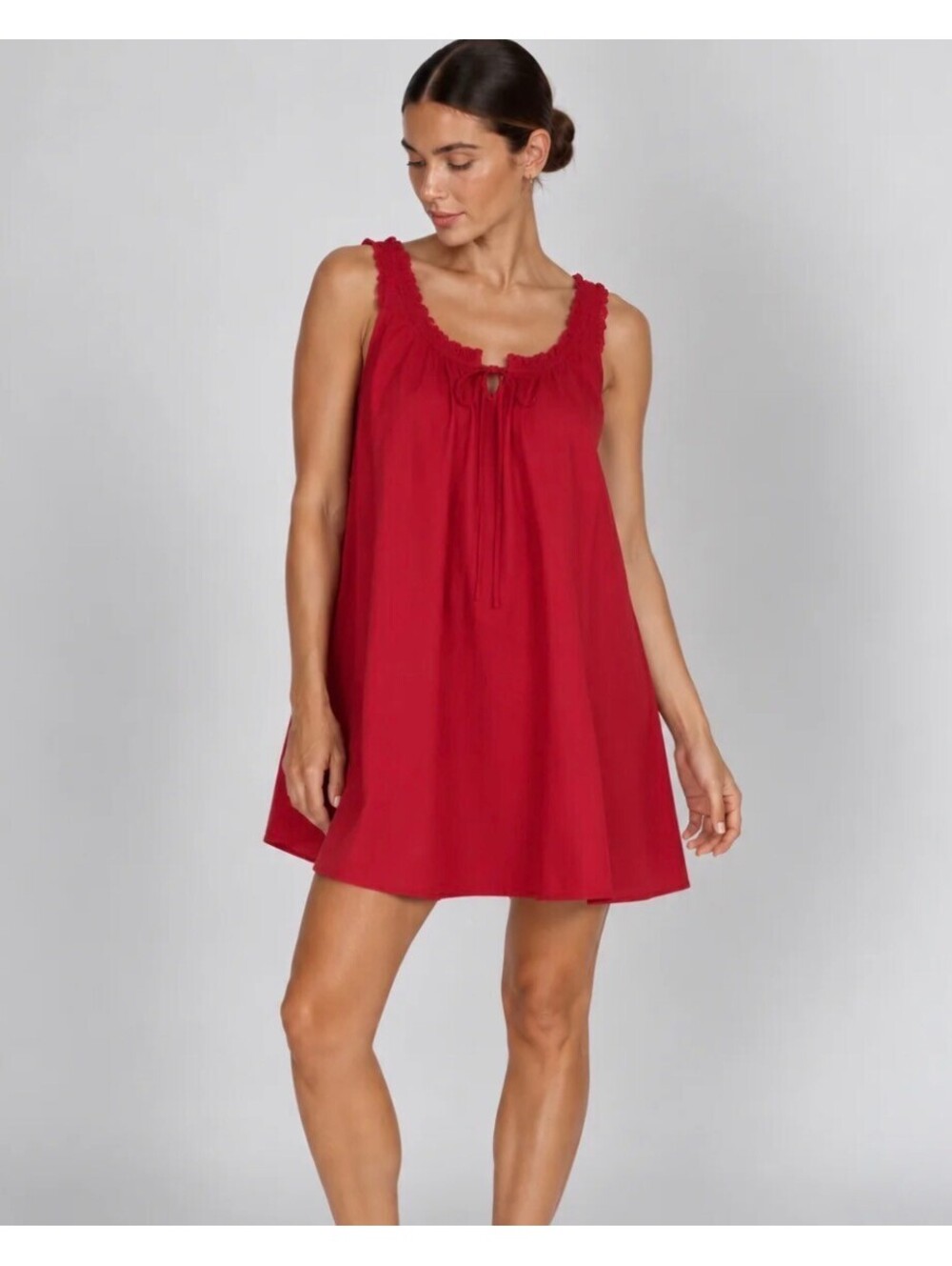 Le Lis Collection Ruched Front Tie Baby Doll Dress In Red - Women's Large, NWOT